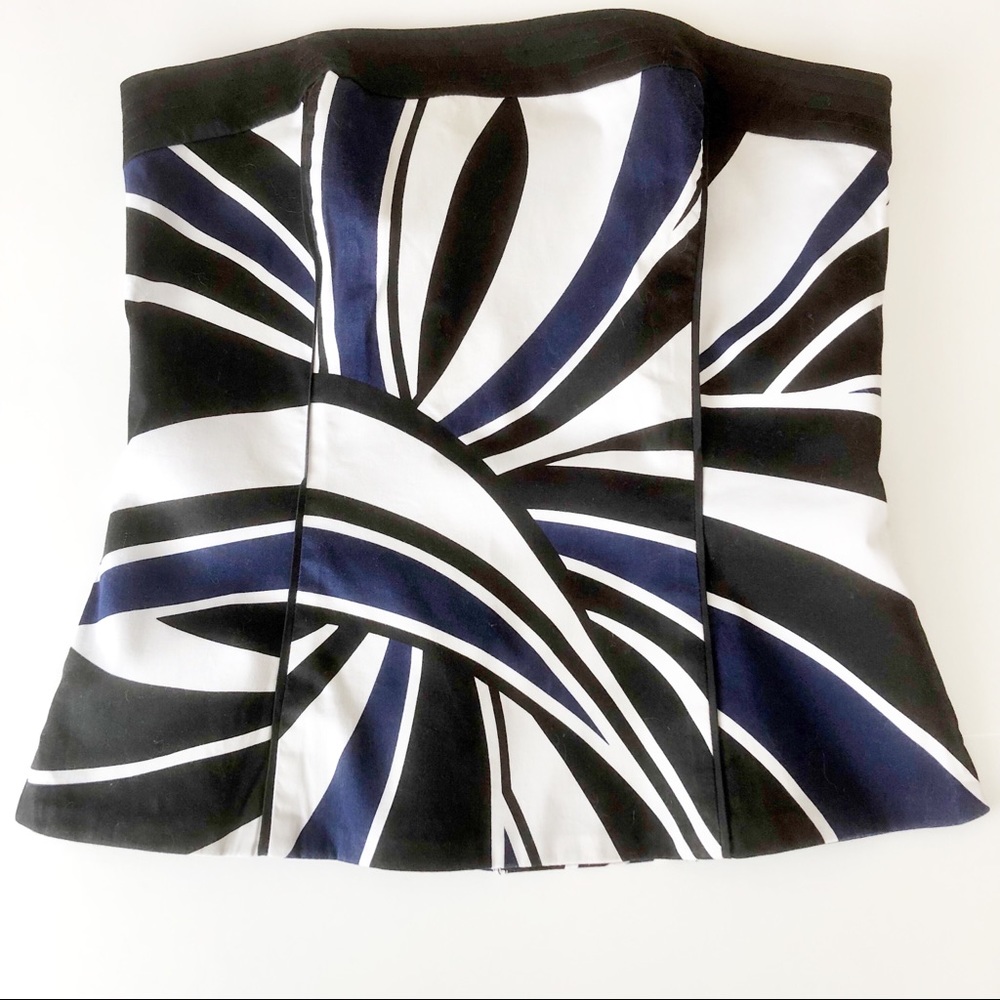 WHBM Bustier 0 White Black Blue Slight Peplum